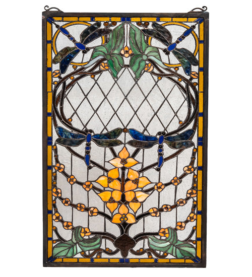 14" Wide Dragonfly Allure Stained Glass Window