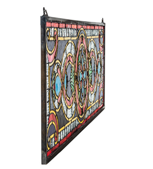 36" Wide X 11" High Evelyn In Lapis Transom Stained Glass Window