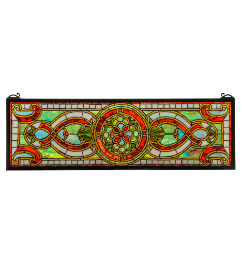 35"W X 11"H Evelyn In Topaz Transom Stained Glass Window