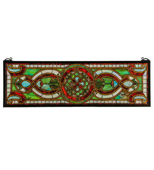 35"W X 11"H Evelyn In Topaz Transom Stained Glass Window