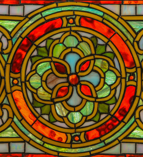 35"W X 11"H Evelyn In Topaz Transom Stained Glass Window