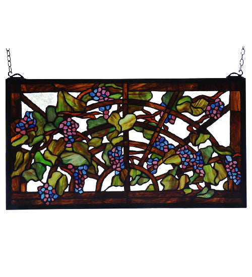 22"W X 12"H Tiffany Grape Arbor Stained Glass Window