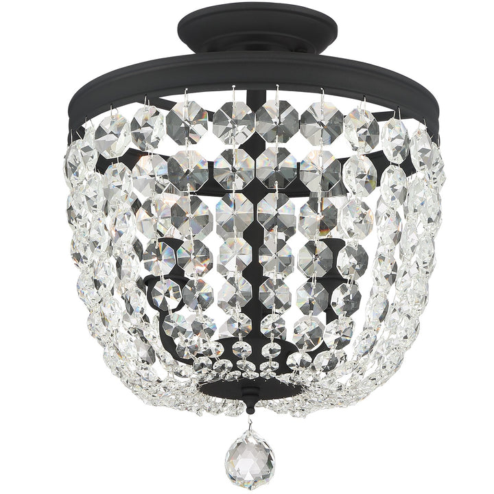 Crystorama Archer 3 Light Spectra Crystal Black Forged Semi Flush Mount