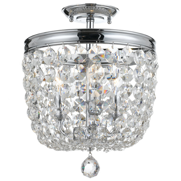 Archer 3 Light Spectra Crystal Black Forged Semi Flush Mount