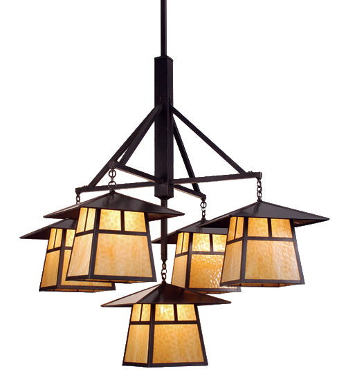 61"W Stillwater T Mission 5 Lt Hanging Lantern Chandelier