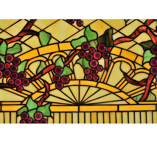 17"W X 32"H Grape Diamond Trellis Stained Glass Window