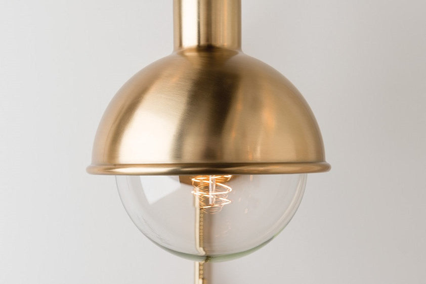 Riley Wall Sconce Steel Shade, 6" - Aged Brass