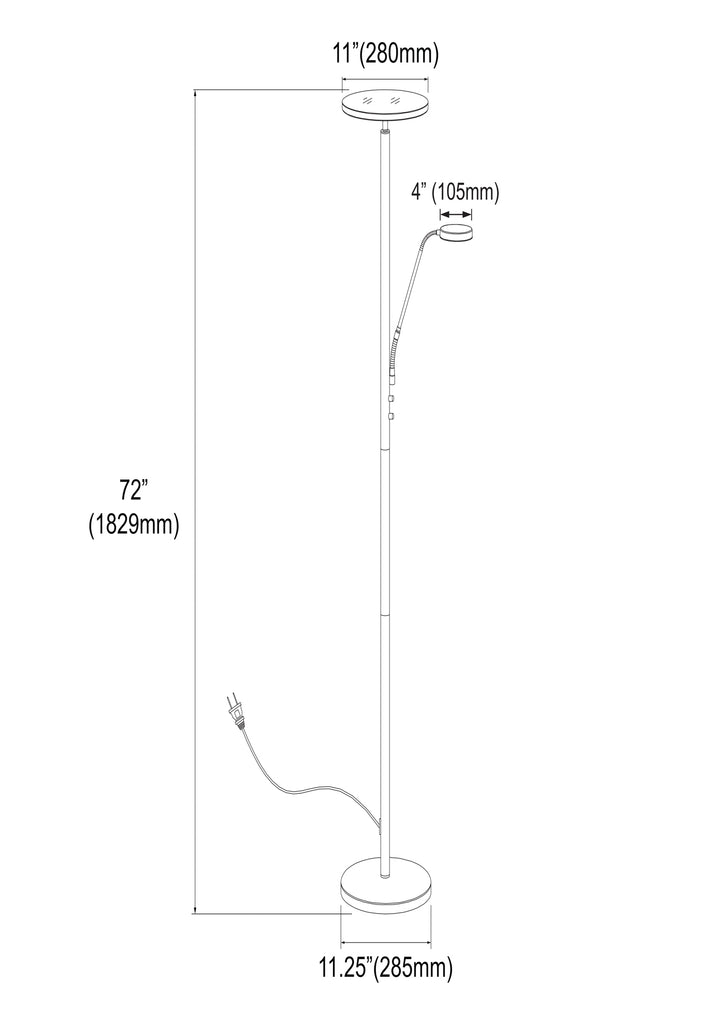 Dainolite Mother and Son LED Floor Lamp, Sandy Black Finish