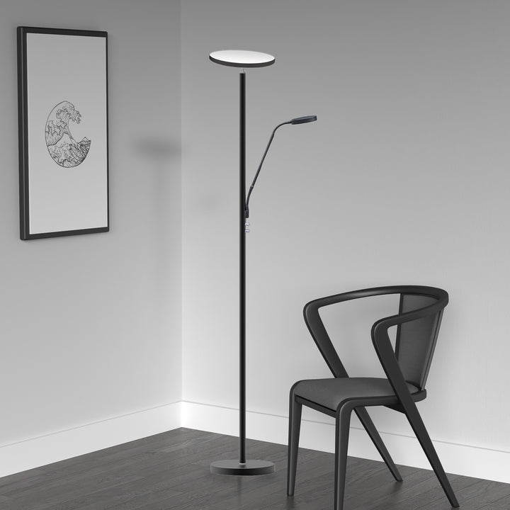 Dainolite Mother and Son LED Floor Lamp, Sandy Black Finish