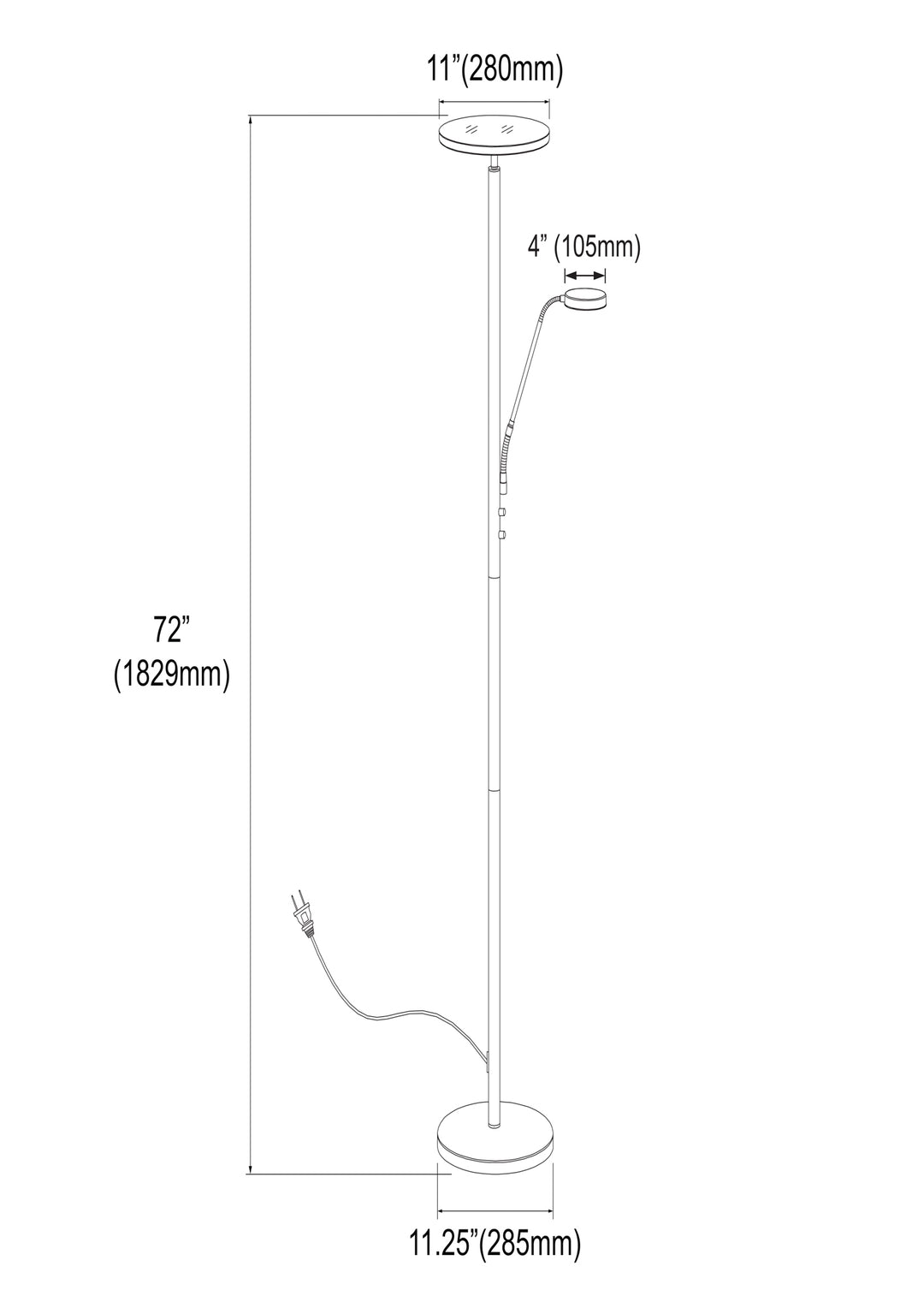 Dainolite Mother and Son LED Floor Lamp, Sandy Black Finish