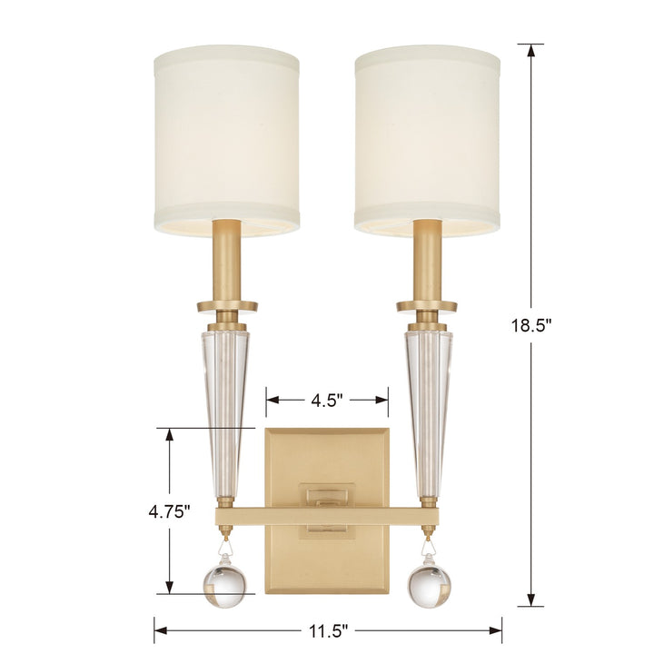 Crystorama Paxton 2 Light Aged Brass Sconce