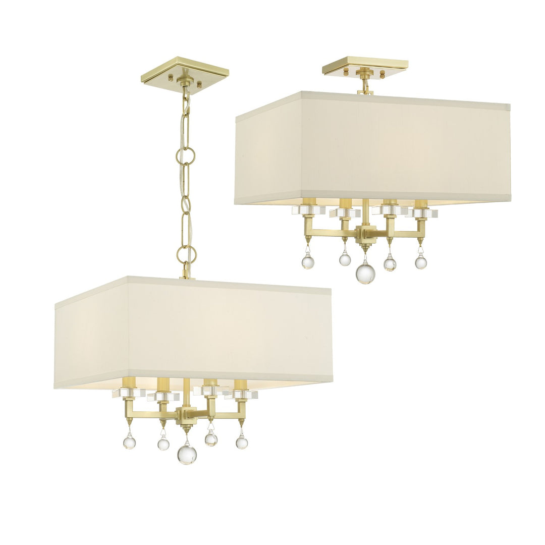 Crystorama Paxton 4 Light Aged Brass Semi Flush Mount