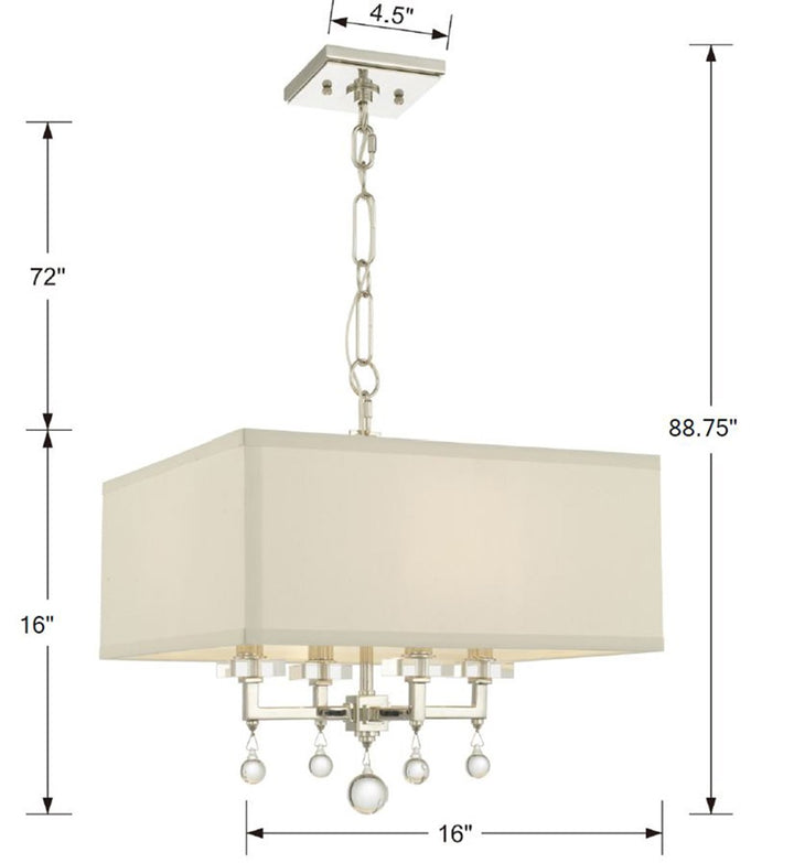 Crystorama Paxton 4 Light Aged Brass Semi Flush Mount