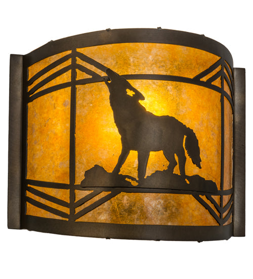 12" Wide Wolf On The Loose Wall Sconce