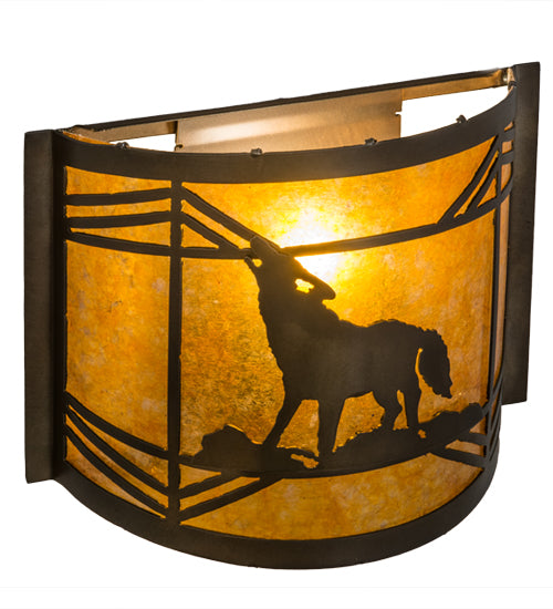 12" Wide Wolf On The Loose Wall Sconce