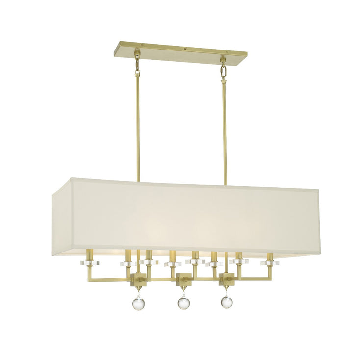 Crystorama Paxton 8 Light Aged Brass Linear Chandelier