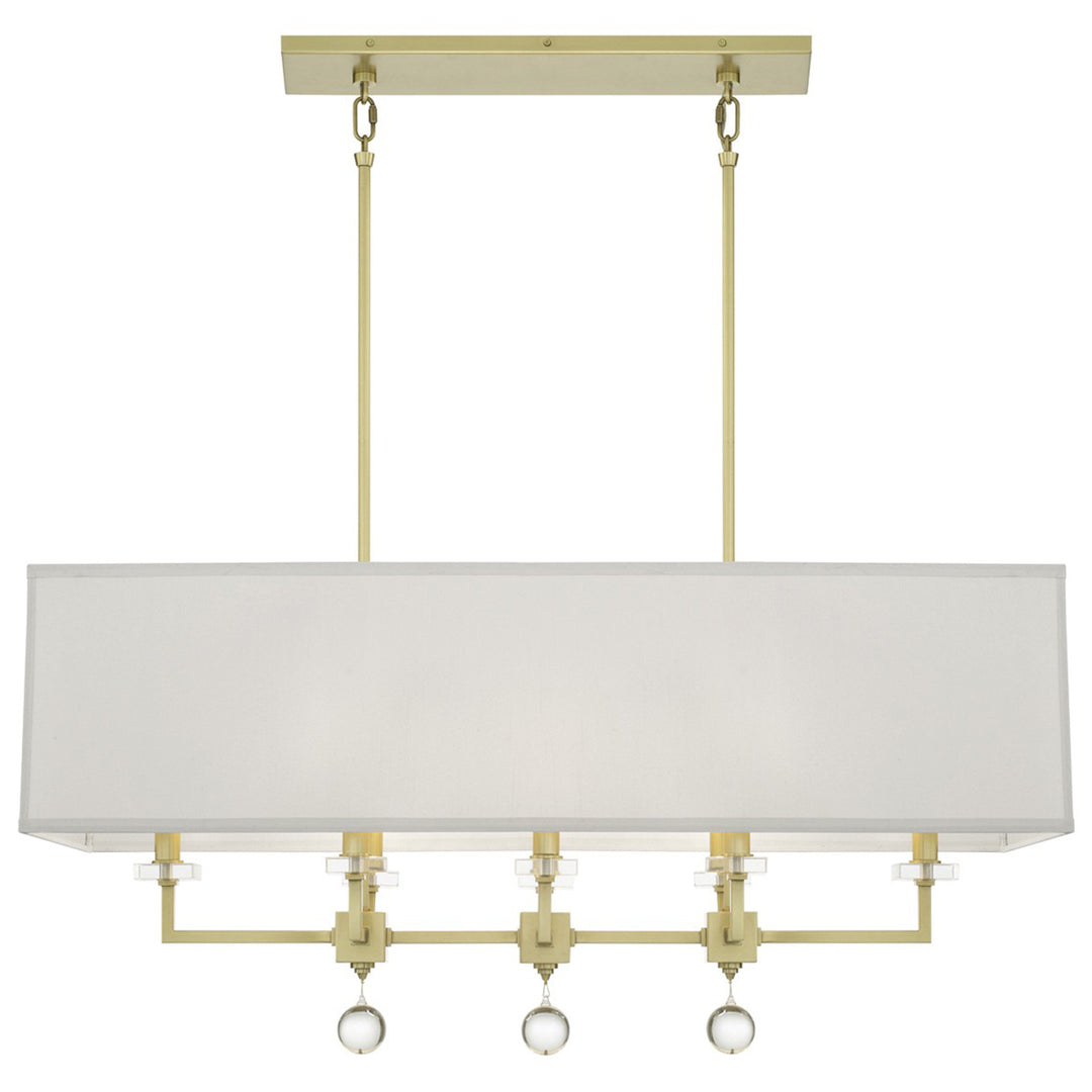 Crystorama Paxton 8 Light Aged Brass Linear Chandelier