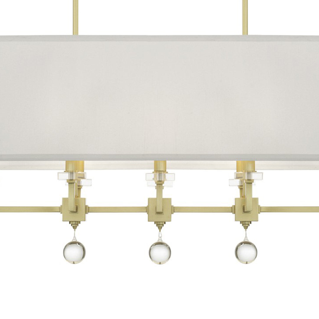 Crystorama Paxton 8 Light Aged Brass Linear Chandelier