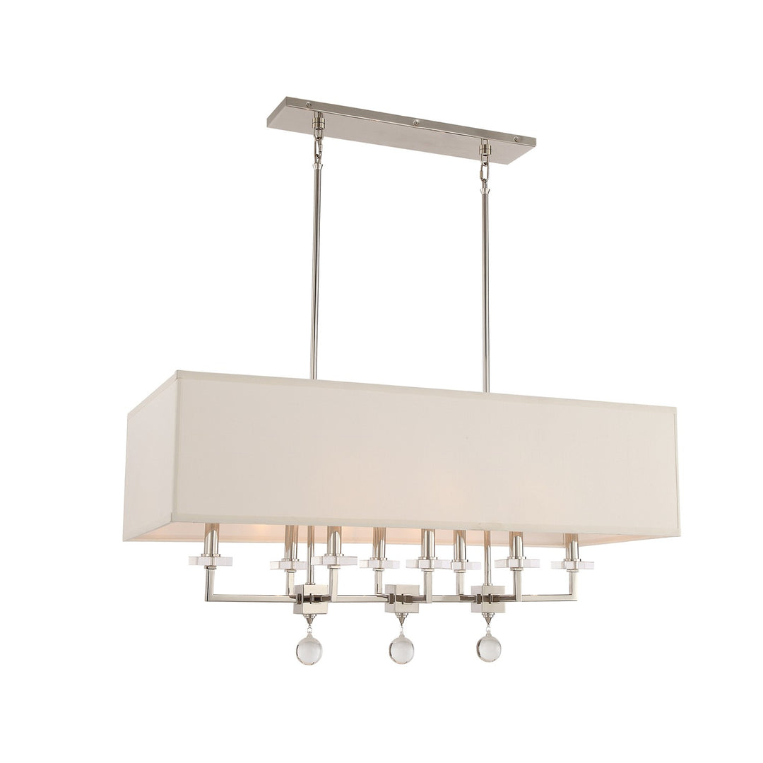 Crystorama Paxton 8 Light Aged Brass Linear Chandelier