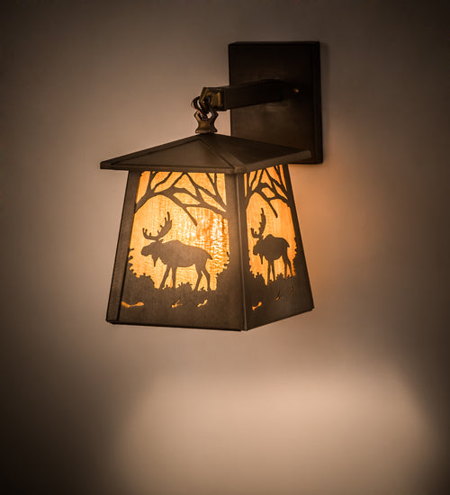 7" Wide Moose At Dawn Hanging Wall Sconce