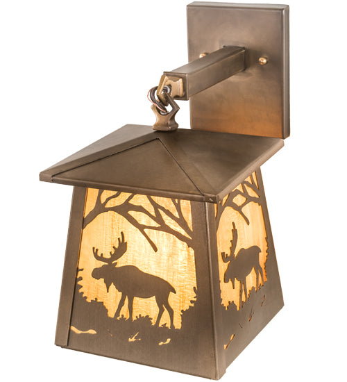 7" Wide Moose At Dawn Hanging Wall Sconce