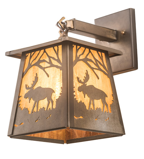 7" Wide Moose At Dawn Hanging Wall Sconce