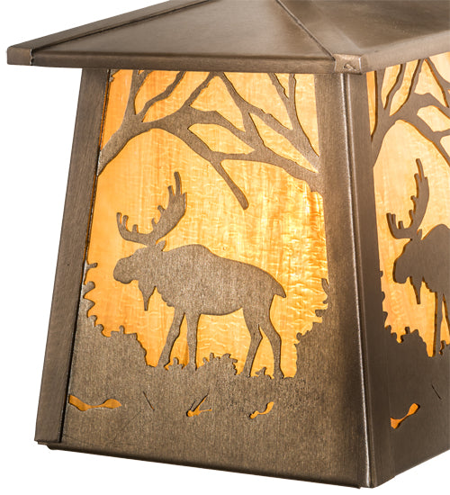 7" Wide Moose At Dawn Hanging Wall Sconce