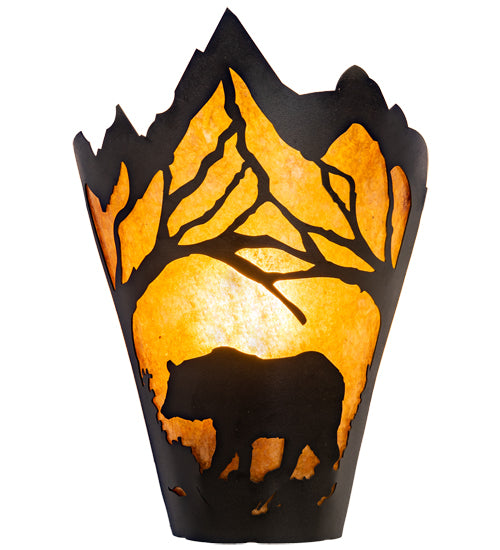 8" Wide Bear At Dawn Wall Sconce