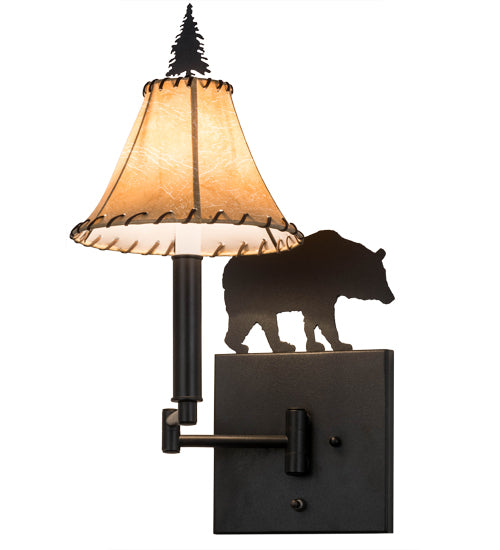 8"W Black Bear Swing Arm Wall Sconce