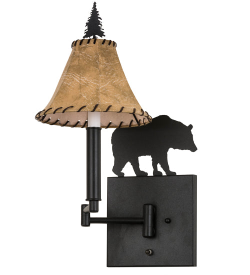 8"W Black Bear Swing Arm Wall Sconce