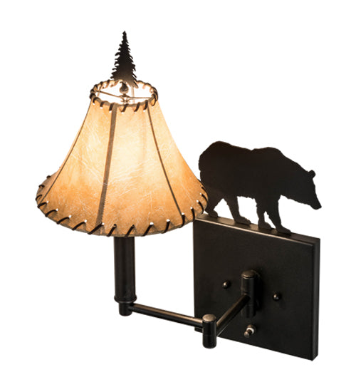 8"W Black Bear Swing Arm Wall Sconce