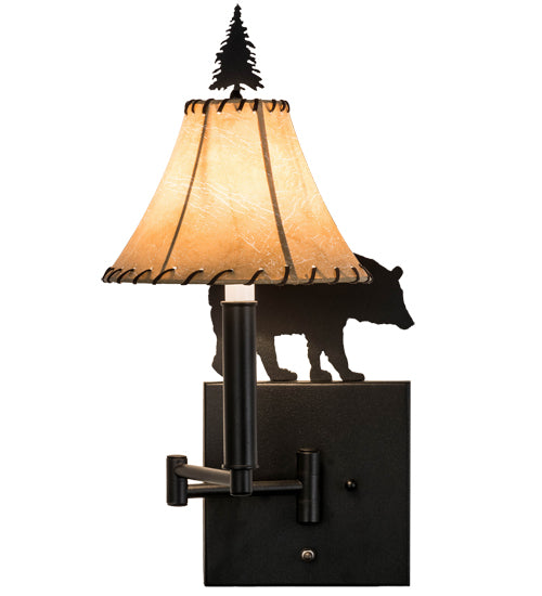 8"W Black Bear Swing Arm Wall Sconce