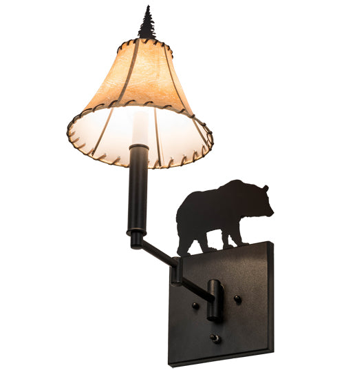 8"W Black Bear Swing Arm Wall Sconce