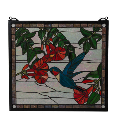 21"W X 19"H Hummingbird Stained Glass Window