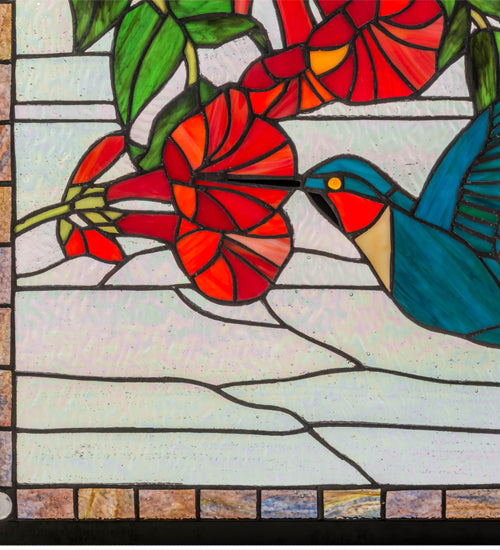 21"W X 19"H Hummingbird Stained Glass Window