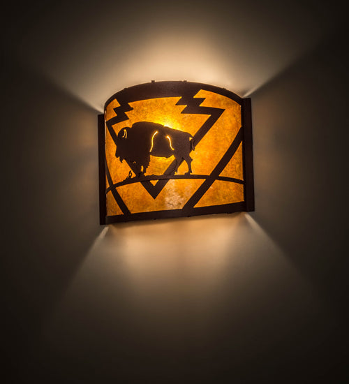 12" Wide Lone Buffalo Wall Sconce