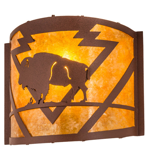 12" Wide Lone Buffalo Wall Sconce