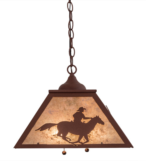 16"Sq Cowboy & Steer Pendant