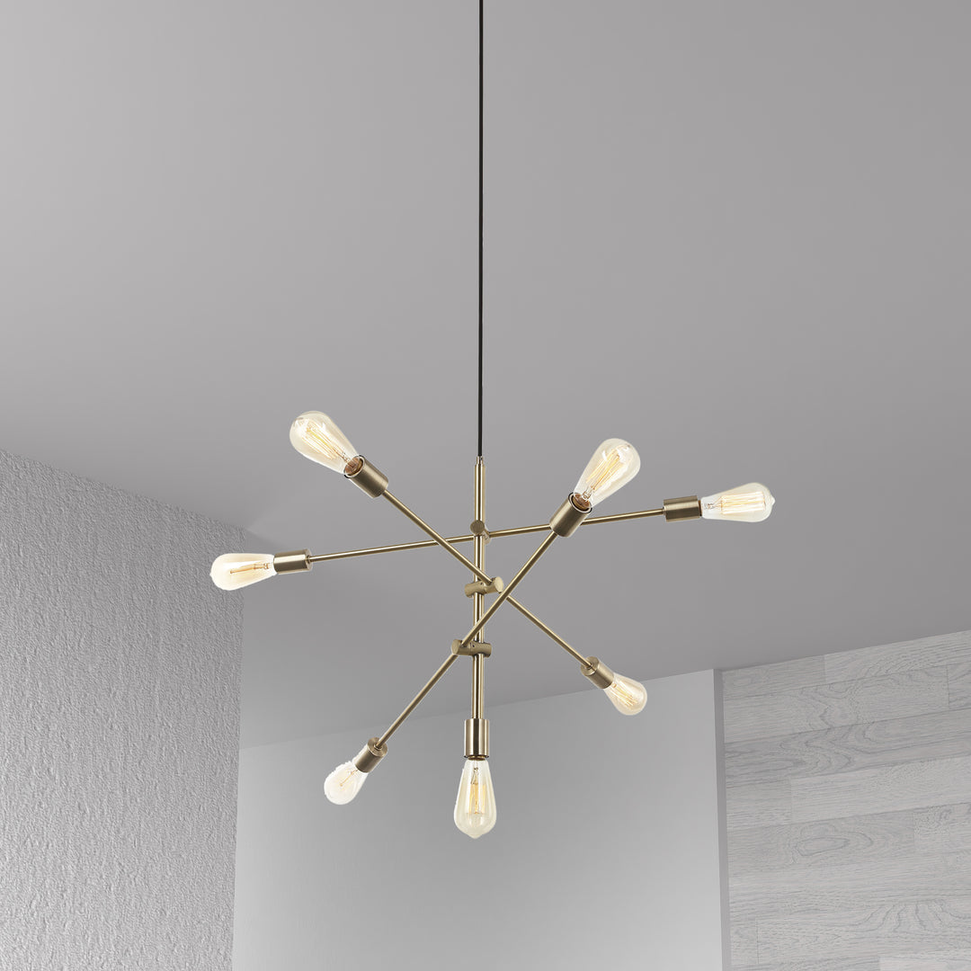 Dainolite 7 Light Incandescent Adjustable Pendant Aged Brass Finish