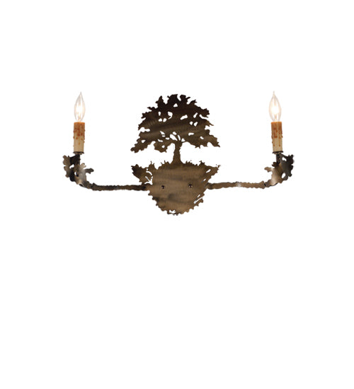 23"W Oak Tree 2 Lt Wall Sconce