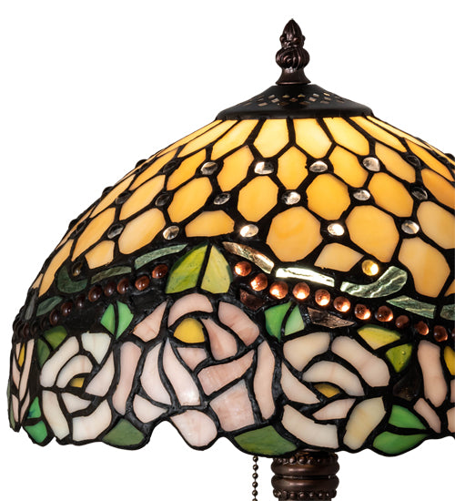 19" High Jeweled Rose Table Lamp