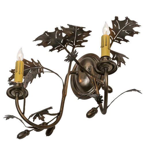 16"W Oak Leaf & Acorn 2 Lt Wall Sconce