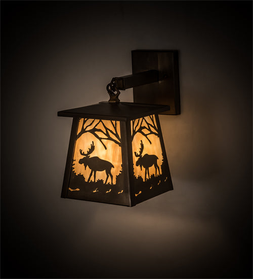 7" Wide Moose At Dawn Hanging Wall Sconce