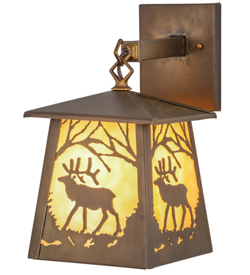 7"W Elk At Dawn Hanging Wall Sconce