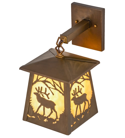 7"W Elk At Dawn Hanging Wall Sconce