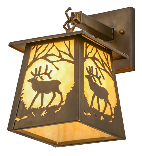 7"W Elk At Dawn Hanging Wall Sconce