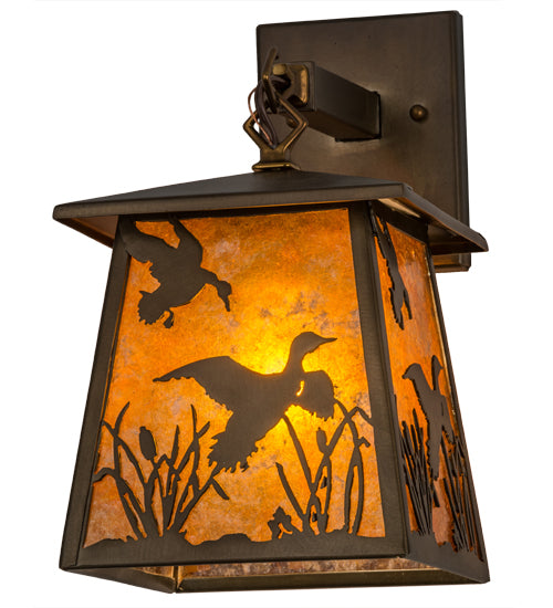 7" Wide Ducks In Flight Hanging Wall Sconce