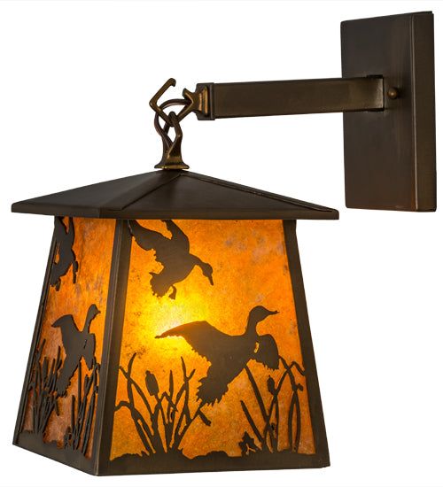 7" Wide Ducks In Flight Hanging Wall Sconce