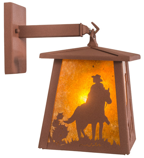 7" Wide Cowboy And Horse Lantern Wall Sconce