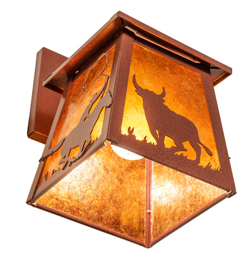 7.5" Wide Cowboy & Steer Hanging Wall Sconce